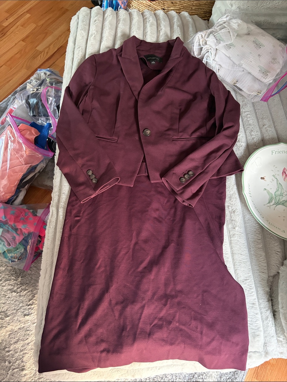 Ann Taylor Factory Burgundy Skirt suit - 10